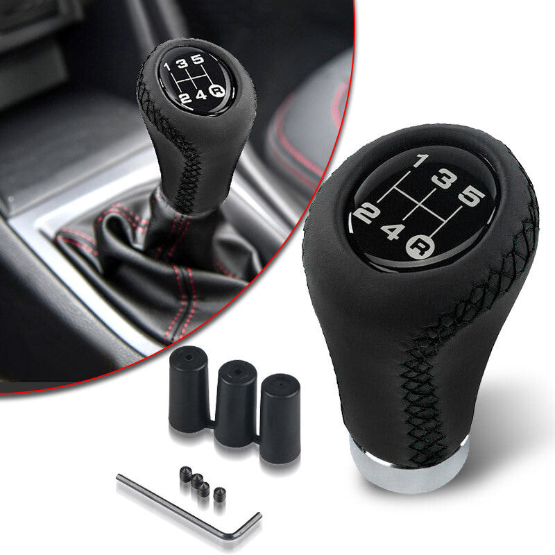 ya 11 6.5 Black 5-Speed for MAN ual Car Shift Knob Gear Stick Shifter Lever Leather Universal