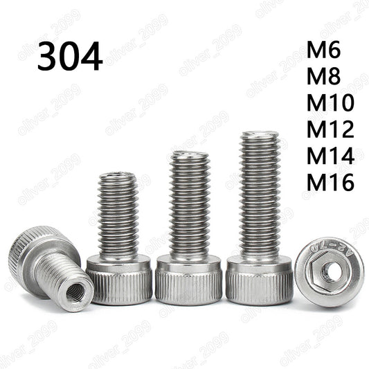 304 Stainless Steel Hex Socket Bolts Cap Head Screws Hollow Thread Conversion