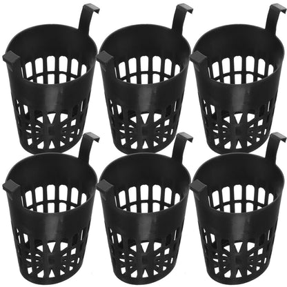 ya 14 6PCS Planting Basket Black Plastic Slotted Net Plant Cups Hanging Plant Basket