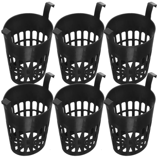 ya 14 6PCS Planting Basket Black Plastic Slotted Net Plant Cups Hanging Plant Basket