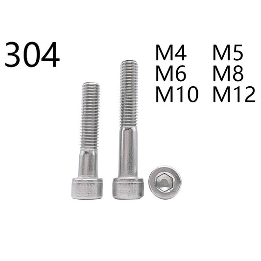 304 Stainless Steel DIN912 Hex Socket Bolt Cap Head Screws Partial Thread M4-M12