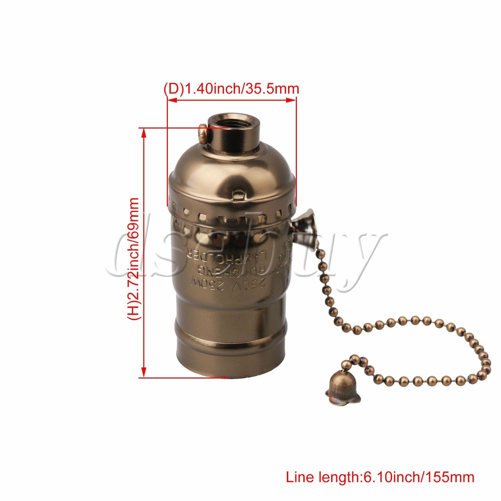 ya 14 2 x Bronze 110-2 E27 Antique Light Bulb Holder Socket Adaptor w/ Switch