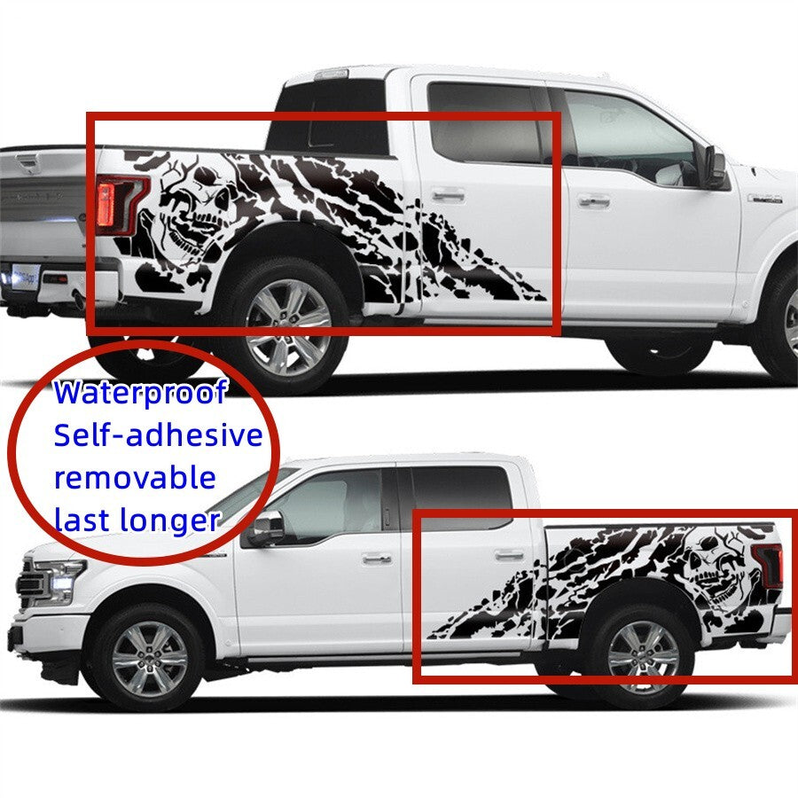 ya 1 7.8 2PC Black Waterproof Skull Decal Vinyl Sticker for Pickup for Dodge 4x4 Off Road for GMC