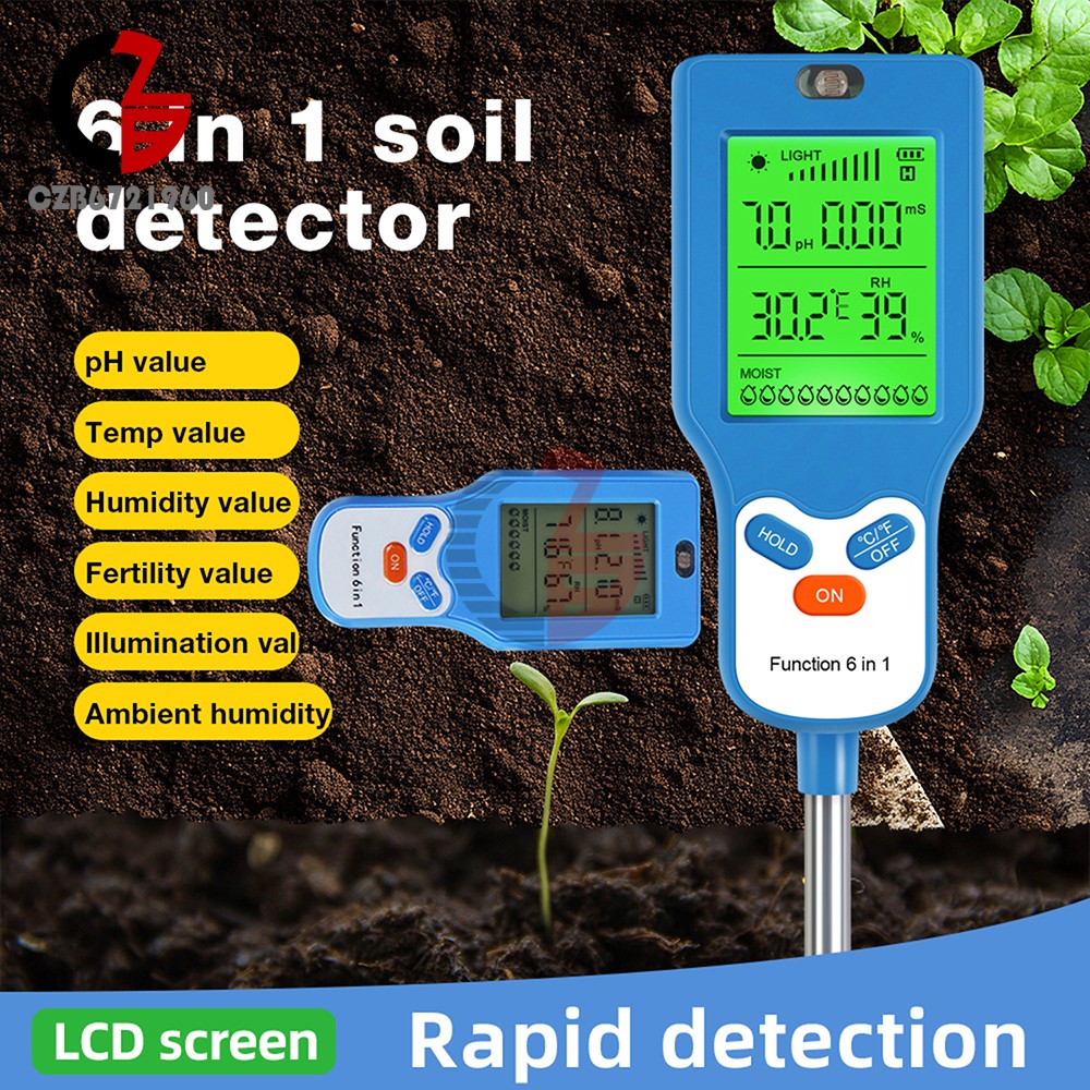 ya 26 6-in-1 Digital PH Tester Sunlight Soil Moisture Meter Detor Plant Garden ¡æ¨H