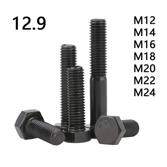 Black 12.9 Steel Hexagon Bolts Hex Head Cap Screw DIN933 M12 M14 M16 M18 M20 M24