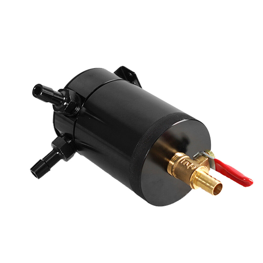 ya 1 8.5.3 Black Oil Catch Can Kit 2 Port 300ml Tank Confused Reservoir with Oil Drain Valve 