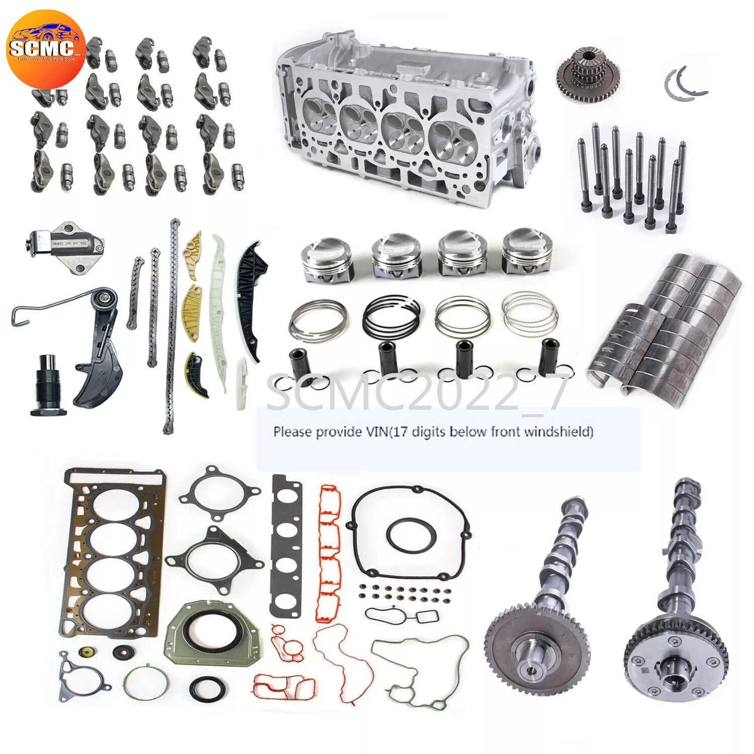 ya 27 7.2 2.0TCylinder Head Camshaft SetTiming Piston Kit for VW for AUDI CCTA CCZA CCZB CDAA