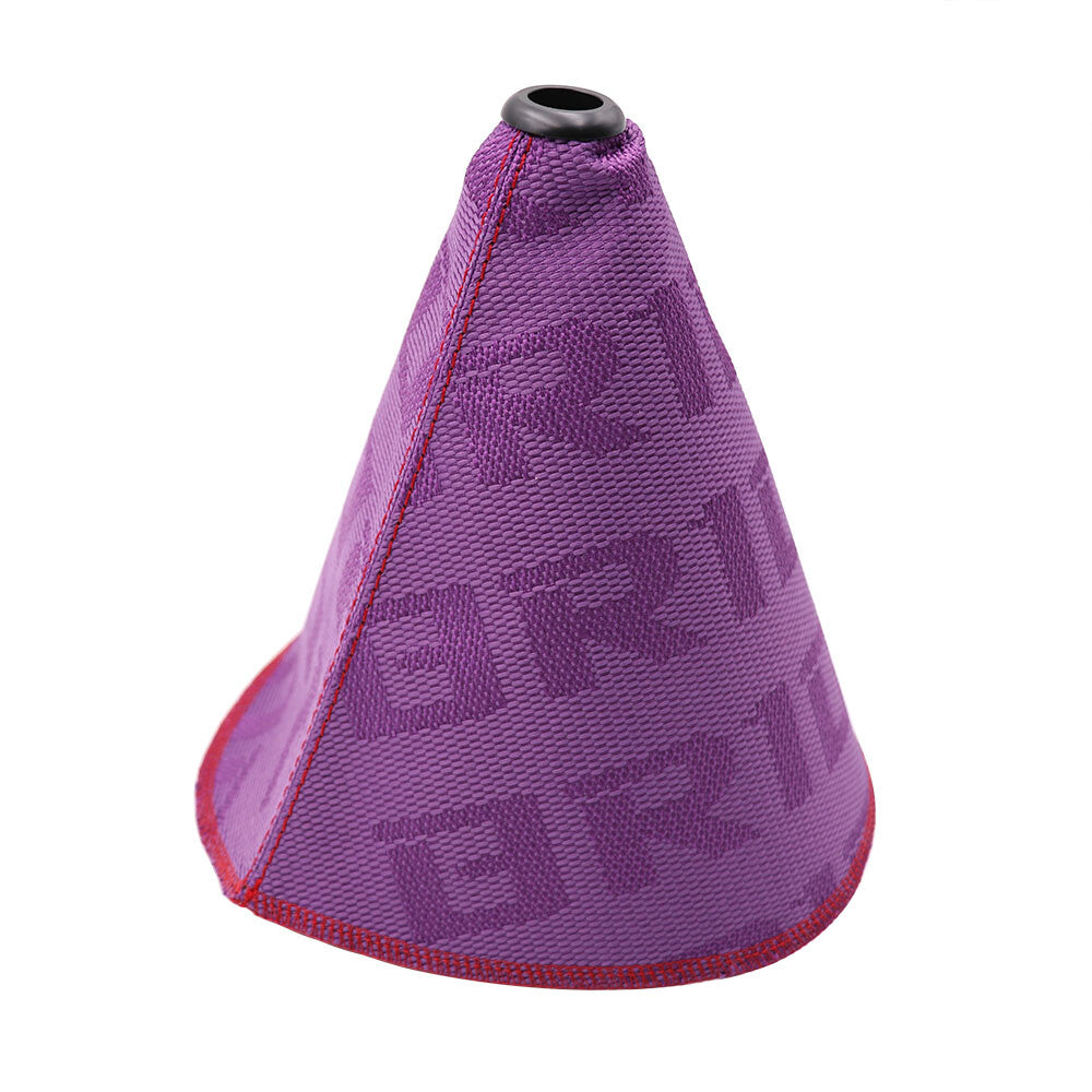 ya 1 7.9 Universal JDM Bride Canvas Shift Boot Purple Lever Knob Cover w/ Red Stitching