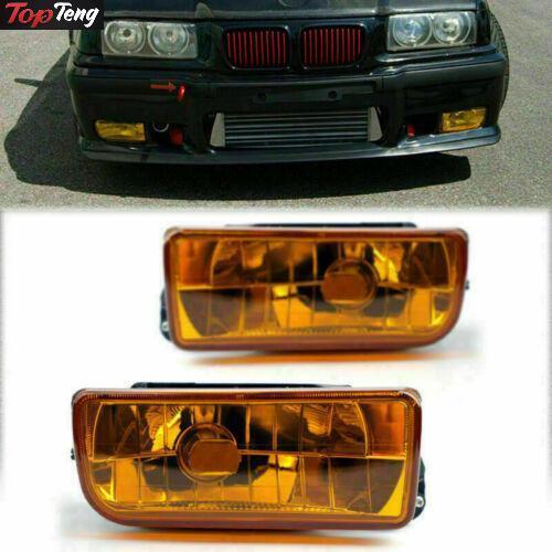 ya 1 8.5.1 Pair Replacement Fog Lights Lamp Lens Yellow Fit 92~98 E36 3 318 325