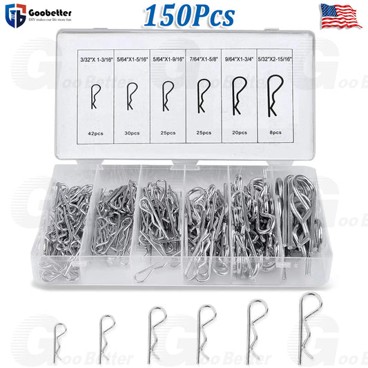 100Pc R Clips Spring Lynch Hitch Cotter Hair Pin Assortment Split Disc Calip Pin