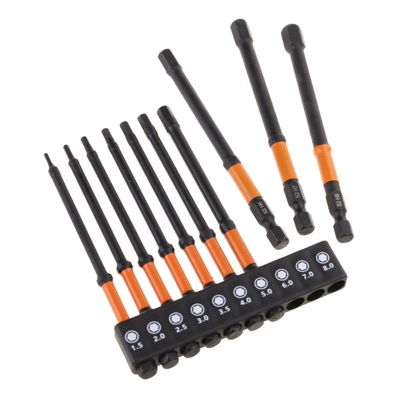 ya 26 10Pcs 1.5/2/2.5/3/3.5/4/5/6/7/8mm 1/4 Impacts Head Wrenches Drill Bit