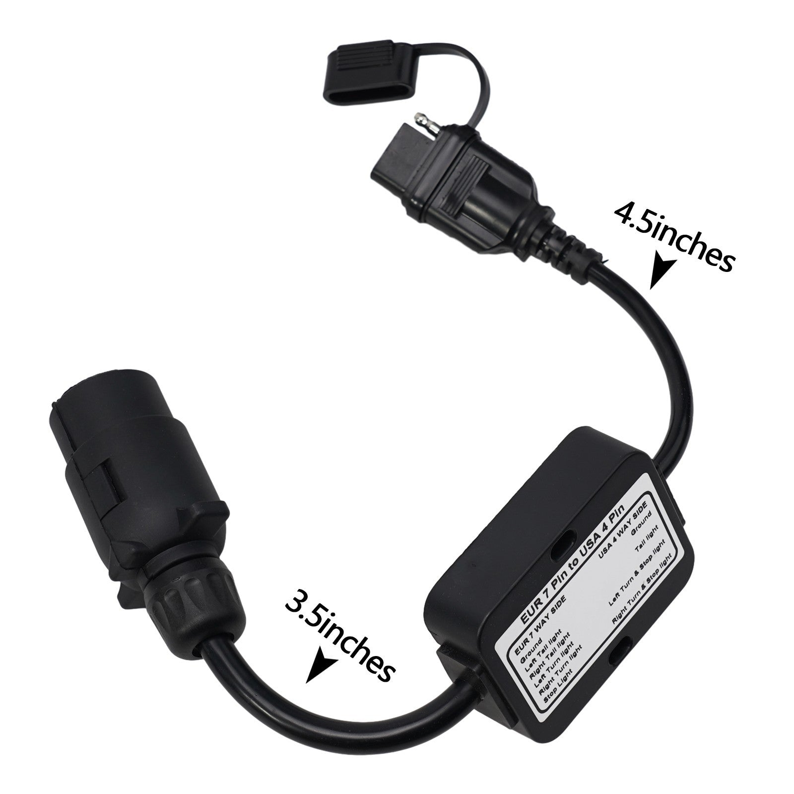 ya 1 7.13 Trailer Light Converter European Round 7-Pin Connector To 4-Way Flat Pin-Plug