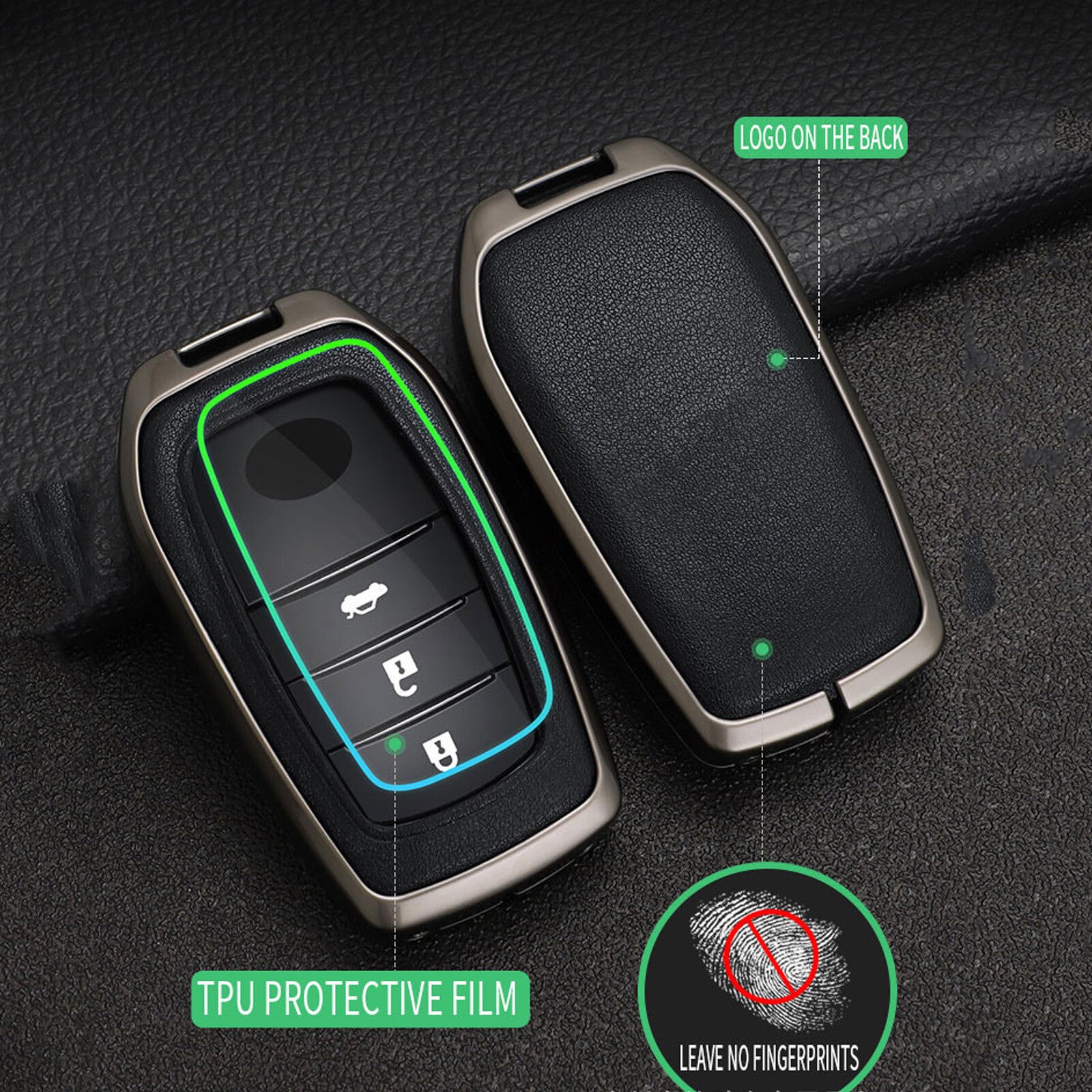 ya 10 5.28 Zinc Alloy Leather Remote Key Fob Cover Case for Toyota Tundra for COROLLA Fortuner