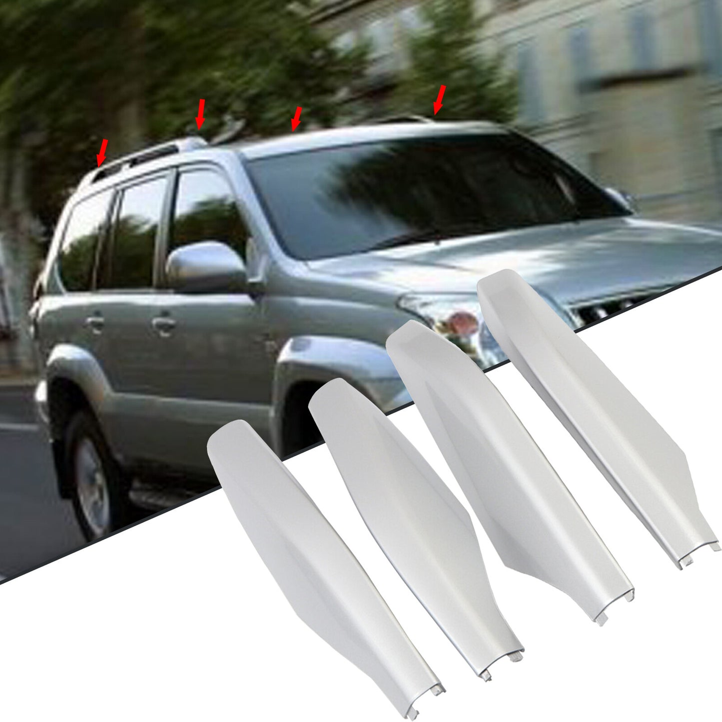 ya 5 8.7 4 Pack Silver Roof Rack Rail End Cap Replacement Shell for Lexus GX470 2003 - 2009