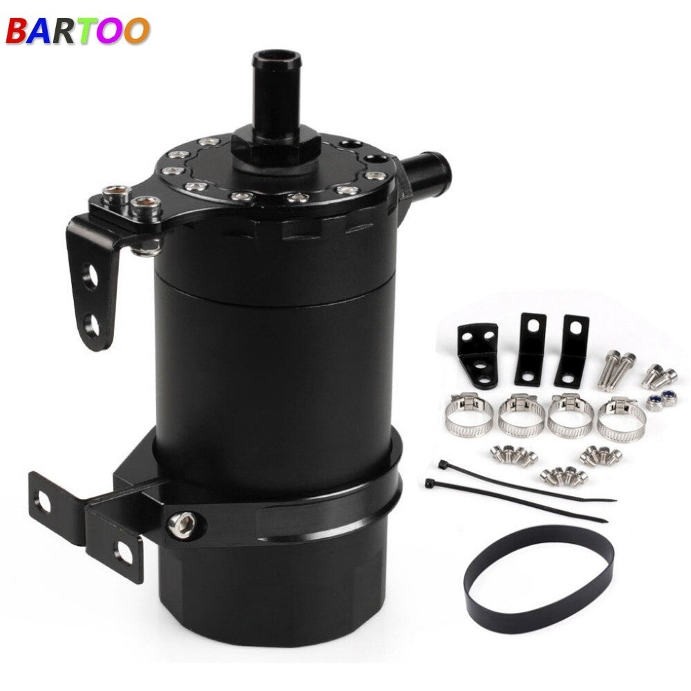 ya 27 7.20 US Black Racing Round Oil Tank Baffled Aluminum Oil Catch Can Resevoir Tank Kit
