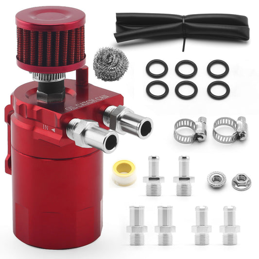 ya 27 6.21 RED Oil Catch Tank Can Reservoir With Breather Filter Aluminum Fuel Engine
