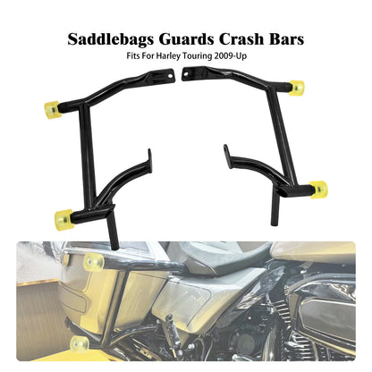 ya 5 8.7 Saddlebag Guard Crash Bars w/Yellow Guard Ball for Harley Road Electra Glide 09+