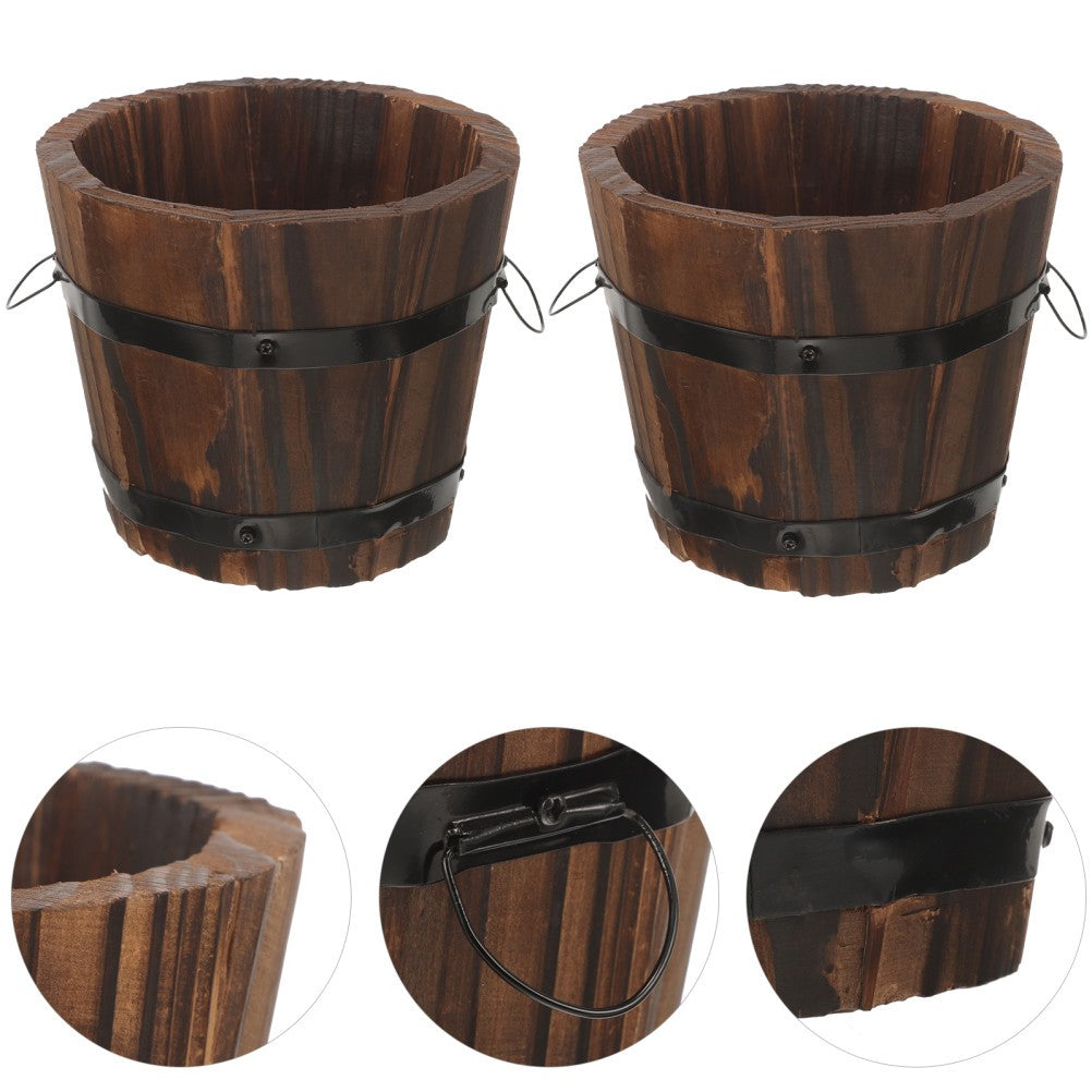ya 14 4x Half Whiskey Barrel Wooden Planter Round Plant Pot Outdoor Garden