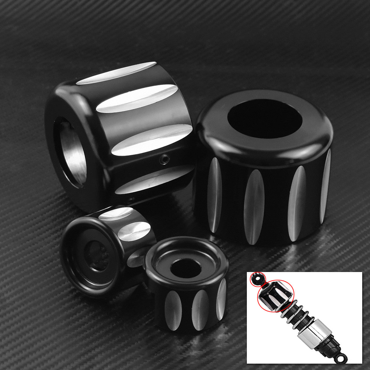 ya 4 6.17.2 Rear Shock Lower & Shock Top Mount Bolt Cover Fit for Harley Sportster 883 Black