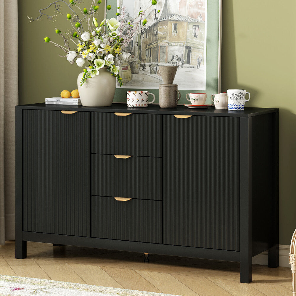 ya 28 Wave Design Sideboard Console Table 3 Drawers Soft-Close Doors Metal Handles