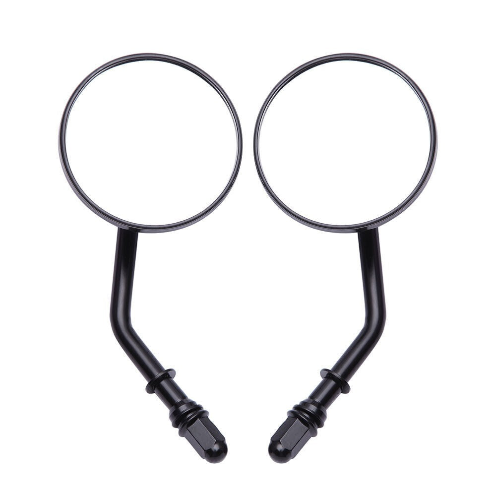 ya 4 6.21 2PCS Motorcycle Black Round Side Rear View Mirrors Rearview For 8mm Threaded