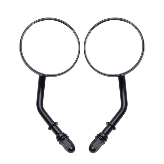 ya 4 6.21 2PCS Motorcycle Black Round Side Rear View Mirrors Rearview For 8mm Threaded