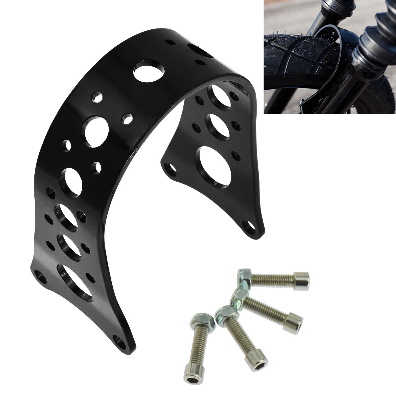 ya 4 6.17.2 Front Fork Fender Brace Tracker Narrow Fit for Harley Sportster Dyna Gloss Black
