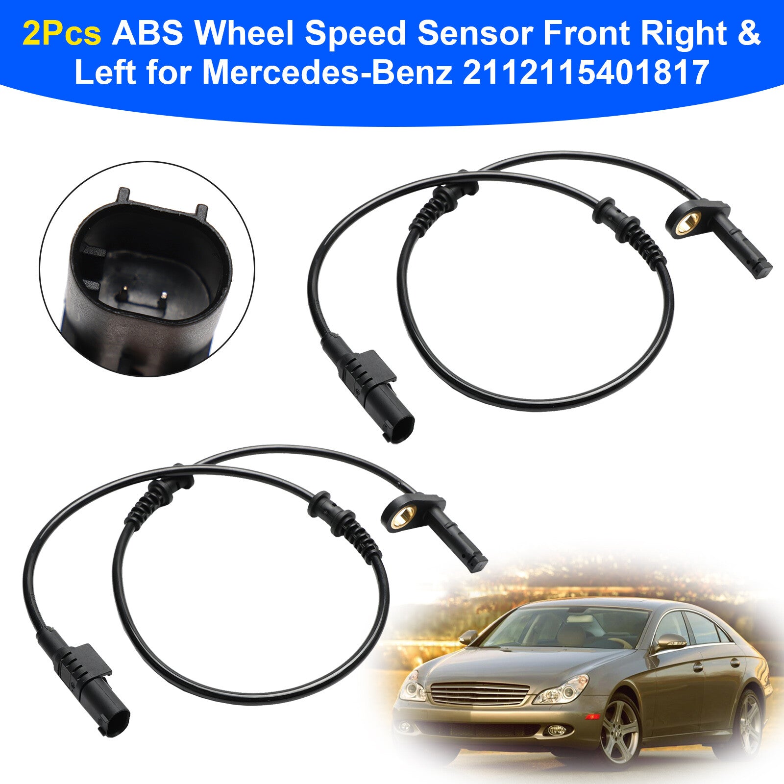 ya 1 8.5.1 2Pcs ABS Wheel Speed Sensor Front Right & Left for 2112115401817