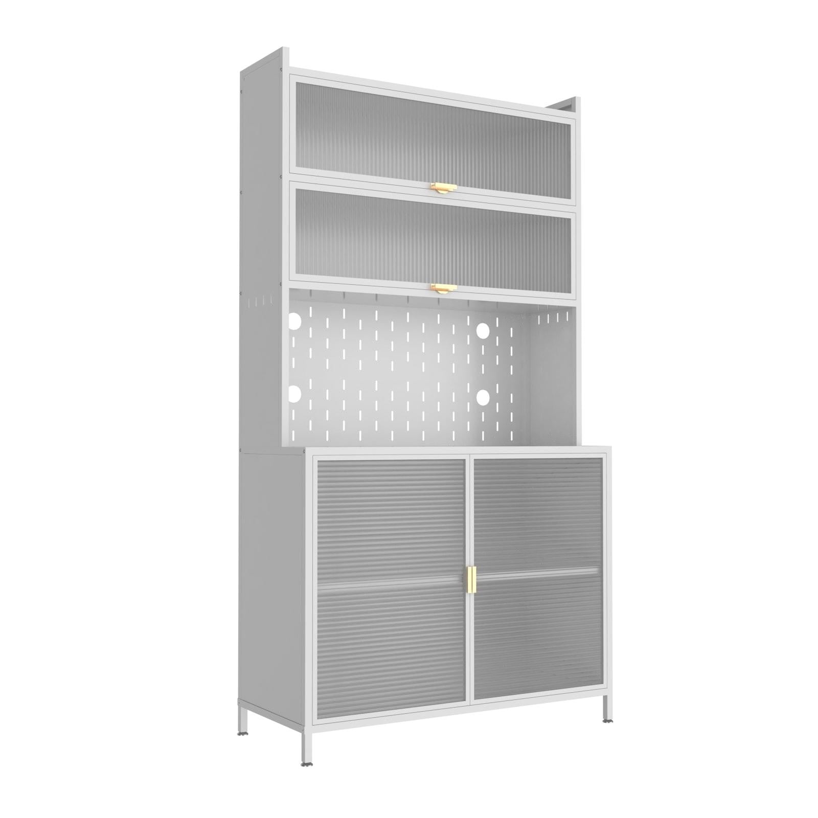 ya 28 6 Level Flip Door Pantry Cabinet Glass Doors Are For Kitchens And Living Rooms.