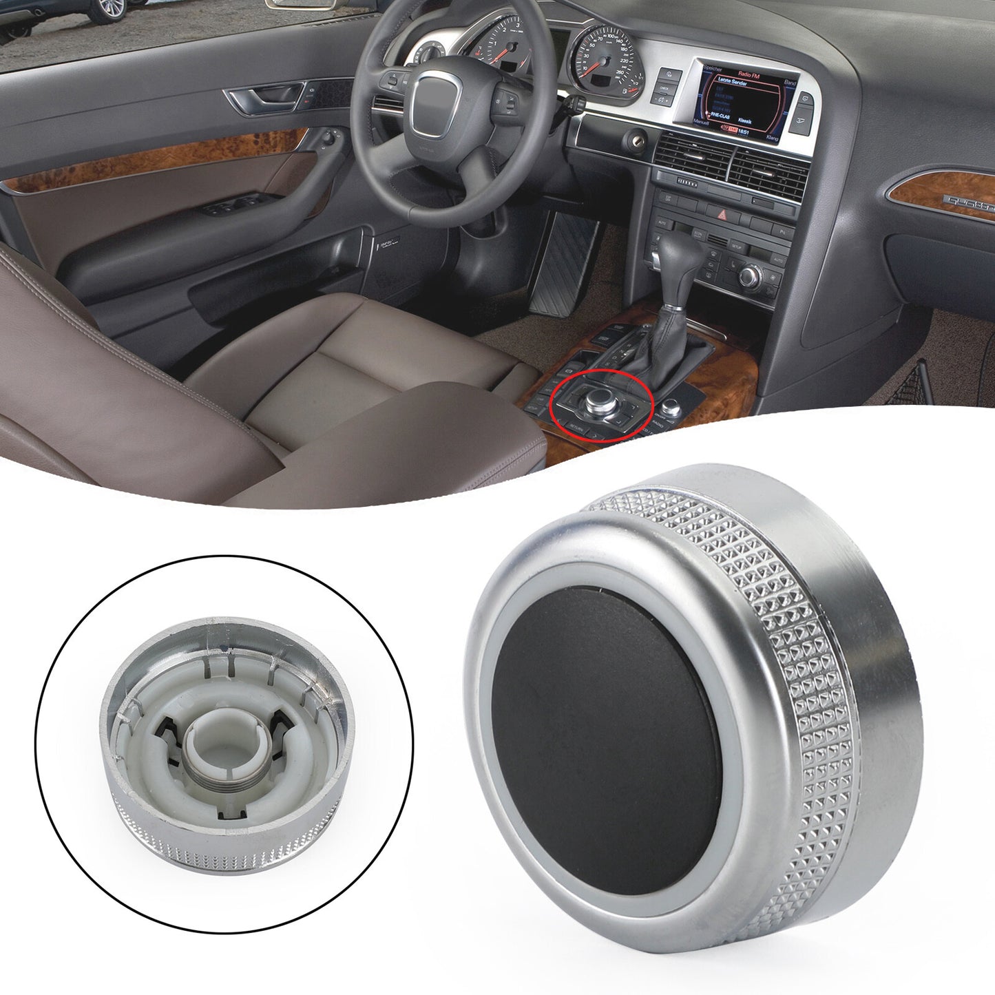 ya 1 8.5.3 MMI Multimedia Menu Button Switch Knob Cover for Audi A6 C6 for A8 D3 Q7 4F0919069U1