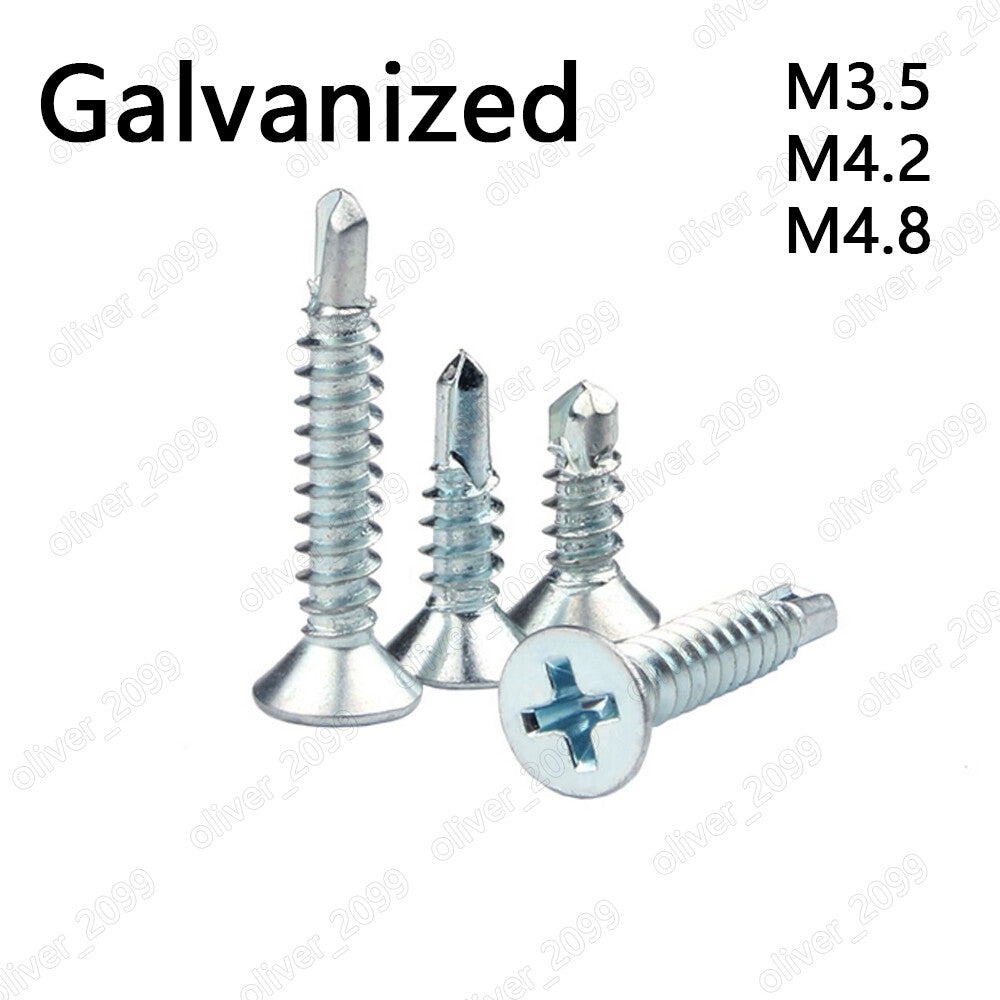 Galvanized Steel Phillips Countersunk Head Self-Drilling Screws M3.5 M4.2 M4.8