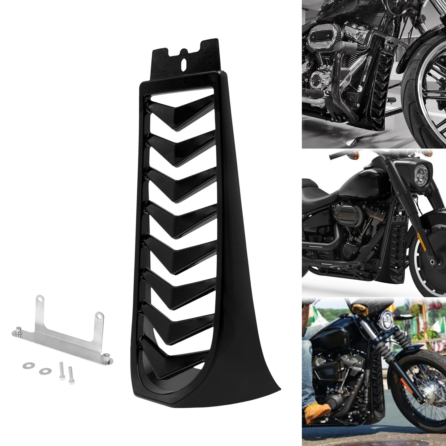 ya 5 8.7 Black Cover for Harley Street Fat Bob 18-23 Chin Fairing Spoiler Lower Radiator