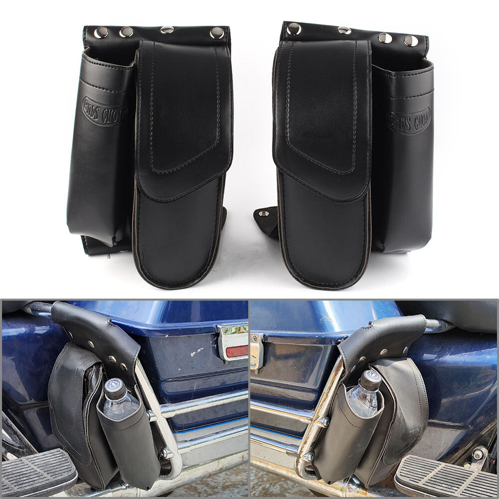 ya 11 6.5 2 x Water Bottle Drink Holder Guard Bag Saddlebag for Harley Touring FLHT FLHR