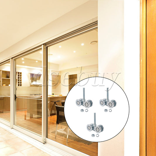 ya 14 3 Pieces Double Wheel Trolley Assembly for Sliding Doors 46mm Dia 198lbs Load