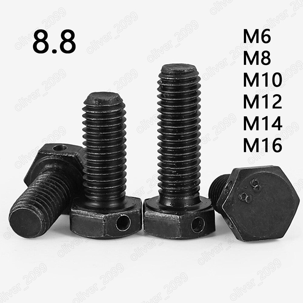Black 8.8 Steel Hexagon Bolts With Wire Holes on Head M6 M8 M10 M12 M14 M16