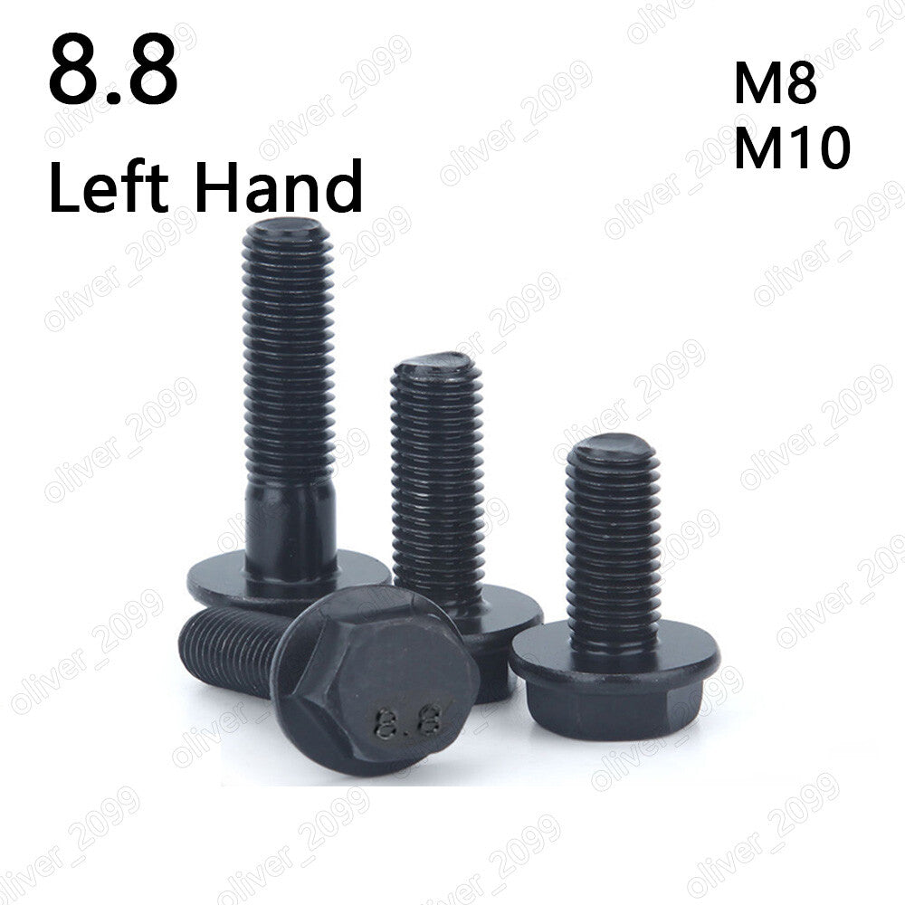 Black 8.8 Steel Left Hand Thread Hexagon Flange Head Bolts Screws M8 M10