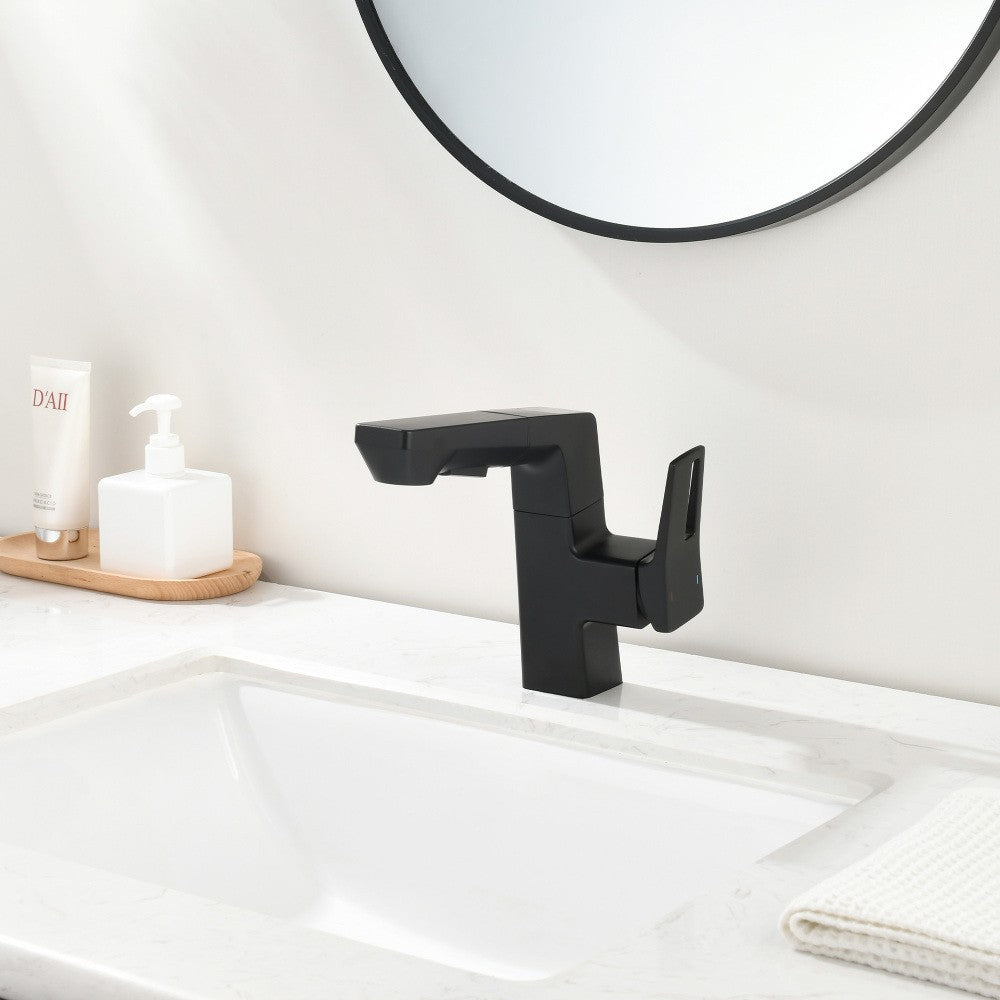 ya 28 Modern Smart LED Matte Black Bathroom Faucet - Temp Display, Pull Down Sprayer