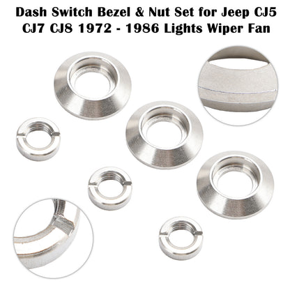 ya 1 8.12 baidi Dash Switch Bezel & Nut Set Fits for Jeep CJ5 CJ7 CJ8 1972-1986 Lights Wiper Fan