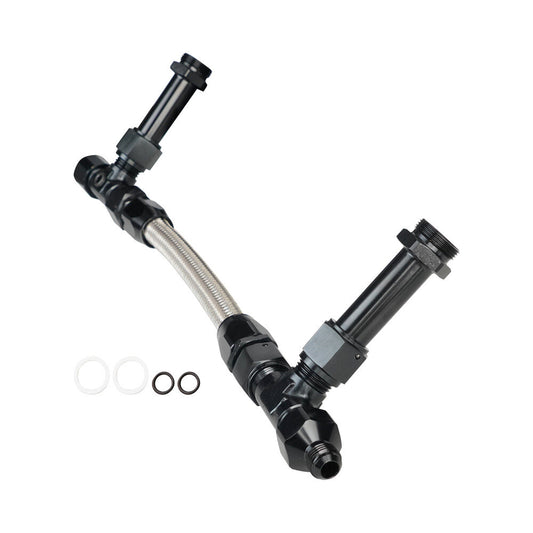 ya 2 7.16 8AN Male Flare Dual Inlet 4150 Fuel Line Kit 7/8 Stainless Carburetor Black