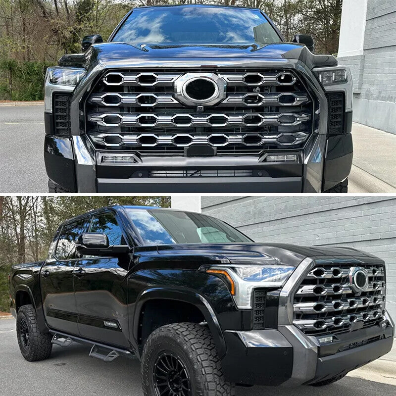 ya 11 10.28 Front Bumper Grille Grill Smoked Chrome Fit For Tundra Platinum 2022-2024 n