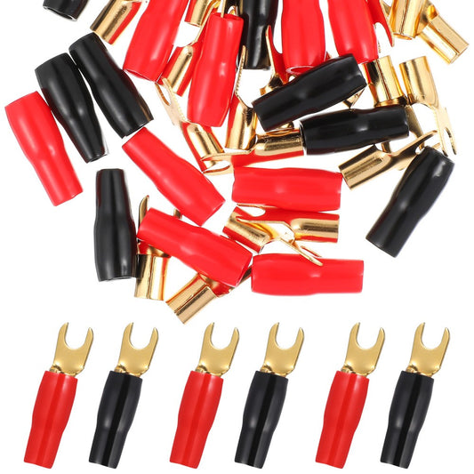 ya 2 7.14 10 Pairs Crimp Fork Spade Connectors Copper Wire Terminal Red Black