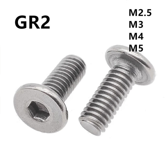 Titanium GR2 Hex Socket Utrathin Flat Head Screws M2.5 M3 M4 M5