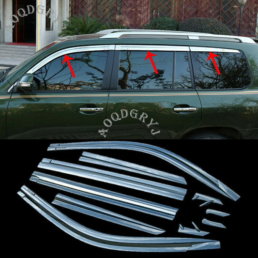 ya 4 6.17 for Toyota for Land Cruiser 2008-21 Chrome Window Wind Deflector Visor Rain Guard*10