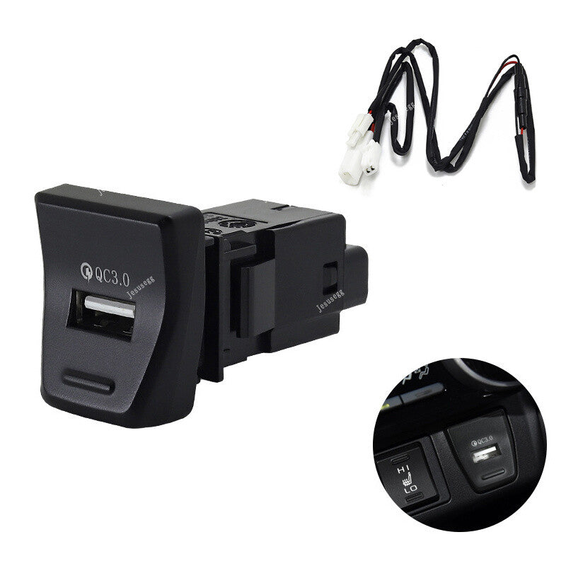 ya 13 Car Interior QC3.0 AUX USB Fast for Charger Switch Cable For 2019-2020 for Toyota RAV4