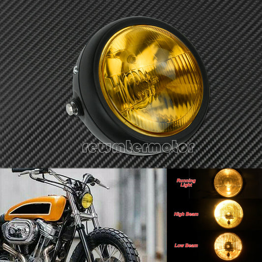 ya 4 6.22 6 Round Motorcycle Headlight Grill Amber Cover Fit for Harley Copper Cafe Racer