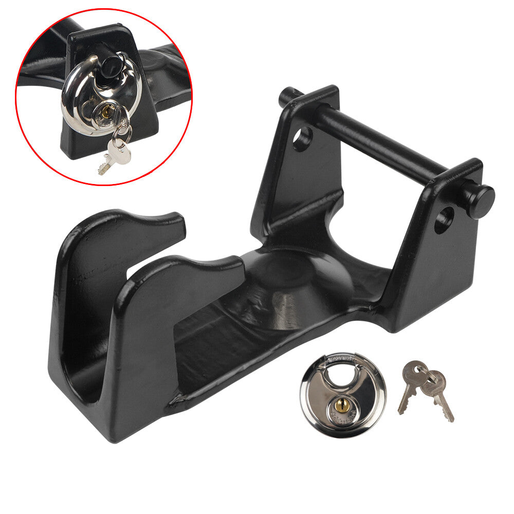 ya 5 8.7 Gooseneck Hitch Lock with Keyed Padlock Gooseneck Lock for Heavy Trailers Black