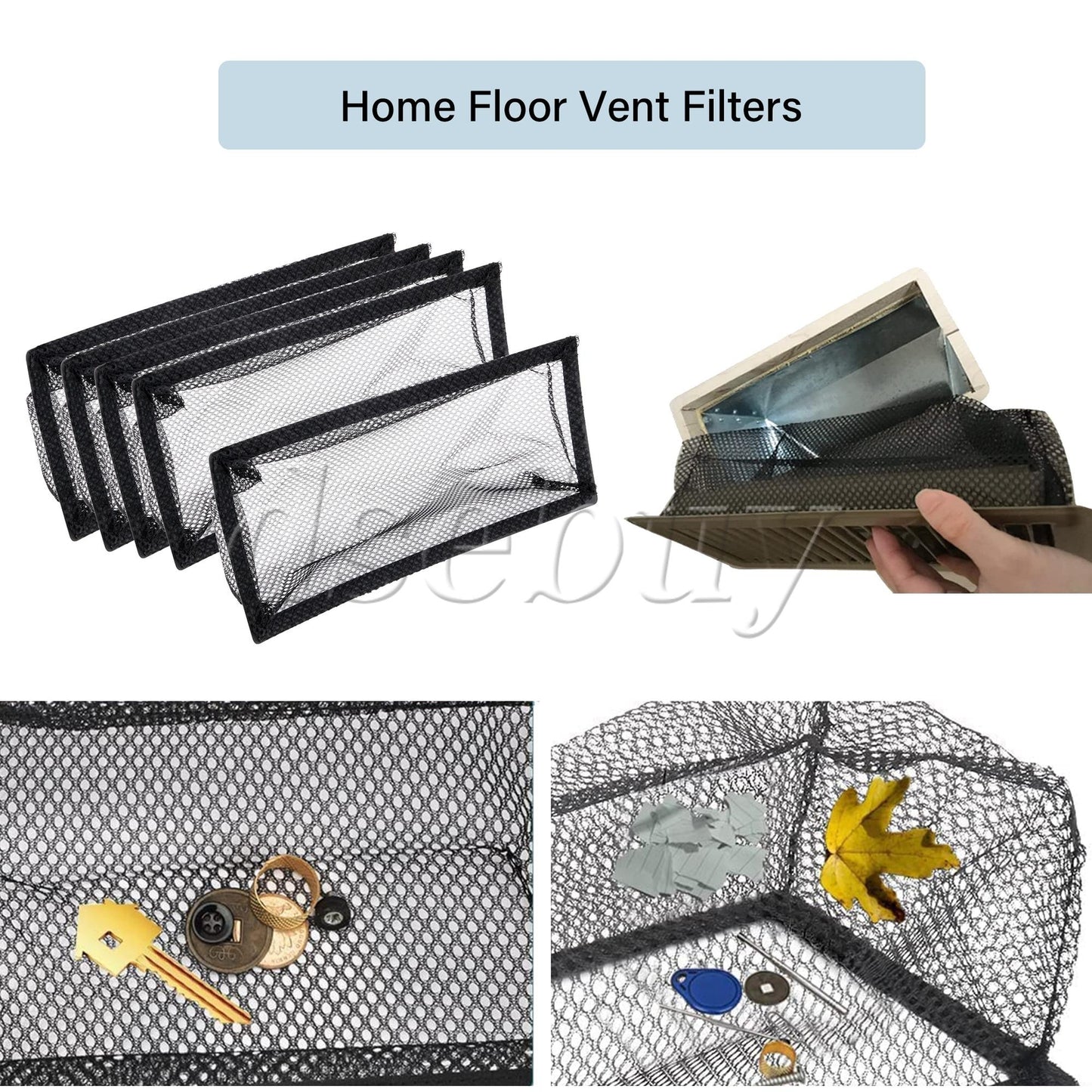 ya 25 5Pieces Air Vent Covers Polyester Net S n Trap Black 4 x10 for Home Floor
