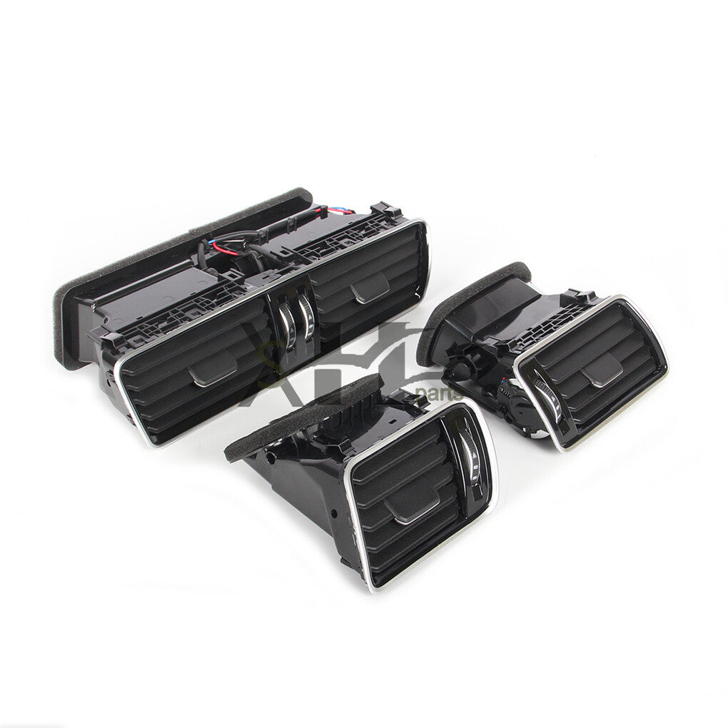 ya 9 6.5 3pcs Dashboard AC Air Vent Kit Bright Chrome Fit for VW for Passat