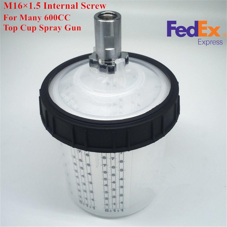 ya 1 7.7 1PC Paint Mixing Cup Kit M16x1.5 Internal Cup 600ml Spray Gun Tool With Adapter