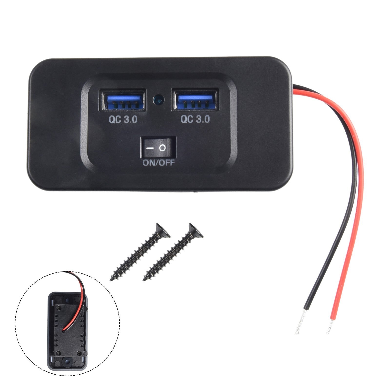 ya 5 8.7 12V/24V Panel Mount Car Fast for Charger Socket with Dual USB Quick Charge 3 0